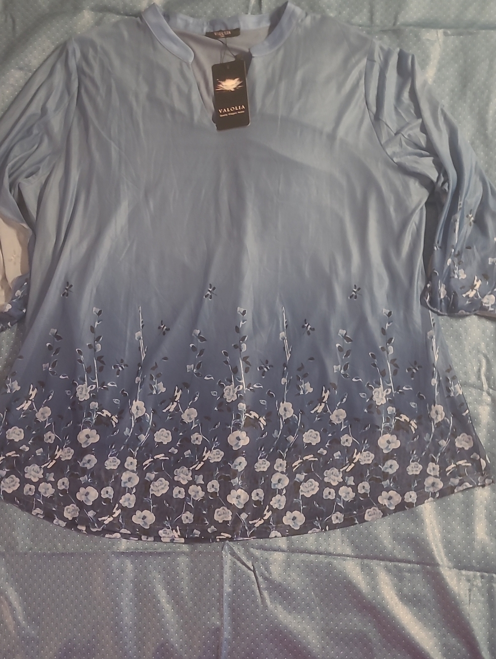 Blue Ombre Floral Border Tunic